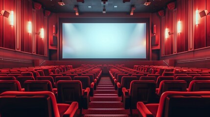 a modern movie theater background with a big screen