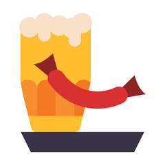 Beer Stein and Sausage Vector Design Icon Style