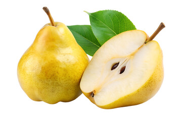 tow yellow pear and half isolated on transparent background png