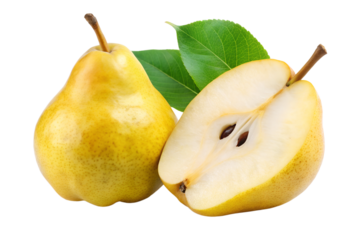 tow yellow pear and half isolated on transparent background png