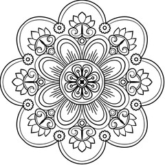 Mandala Art Patter Black and White 