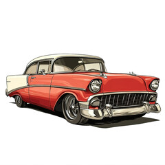 stylish illustration luxury red vintage retro car isolated on white background