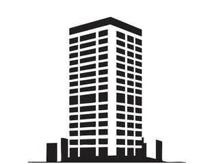 Fototapeta premium Black building logo simple vector. High-rise building sketch