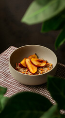 Aesthetic breakfast in natural warm shades. Collection of different types of breakfasts in one treatment