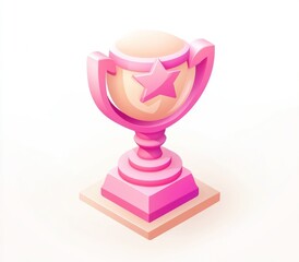 Pink isometric trophy with star.