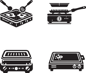 Silhouette Icons of Cooking Appliances and Utensils
