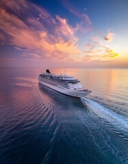 luxury cruise ship at sunrise
