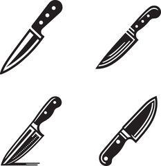 Set of Kitchen Knife Silhouettes - Vector Illustration