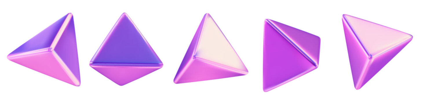 3d neon or holographic triangle symbol or icon with different angles. Geometry figure triangle form. Stock vector illustration on isolated background.