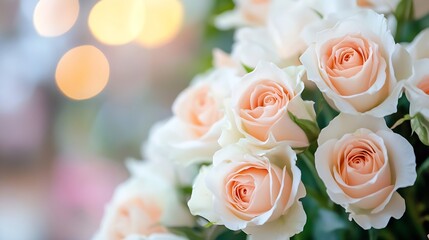 Obraz premium Beautiful bouquet of soft pink roses arranged elegantly for decoration and celebration : Generative AI