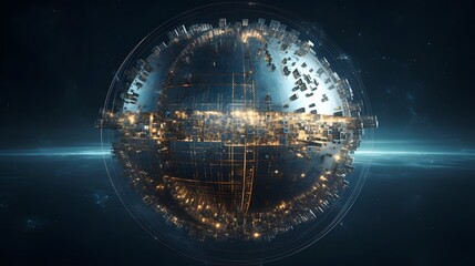 Obraz premium A stunning of a futuristic Dyson sphere an ambitious engineering concept that harnesses the boundless power of the sun to provide clean renewable energy for the future of humanity