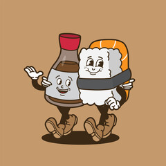 mascot character sushi and soy sauce good for brand mascot, food mascot, restaurant mascot, etc