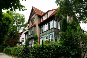 Ancient beautiful mansion in the historic Oliwa district in Gdansk