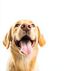 Playful Dog Joyfully Panting with Mouth Open and Tongue Out in a Lively Outdoor Setting Capturing the Spirit of Adventure and Happiness