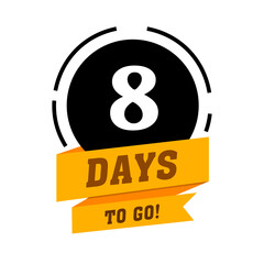 Conto alla rovescia sinistra giorni banner. contare la vendita a tempo. Nove, otto, sette, sei, cinque, quattro, tre, due, uno, zero giorni rimasti. Illustrazione