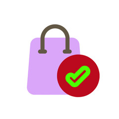 bag with checkmark flat style icon