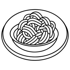 Elegant Spaghetti Plate Outline Vector