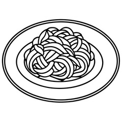 Elegant Spaghetti Plate Outline Vector