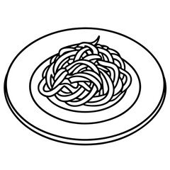 Elegant Spaghetti Plate Outline Vector