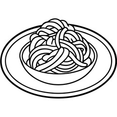 Elegant Spaghetti Plate Outline Vector