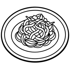 Elegant Spaghetti Plate Outline Vector