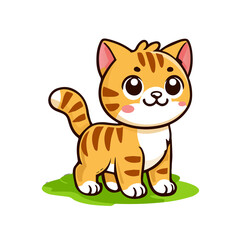 A charming cat walking on the grass