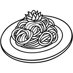 Elegant Spaghetti Plate Outline Vector