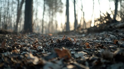 Scorched Forest Floor at Sunset
