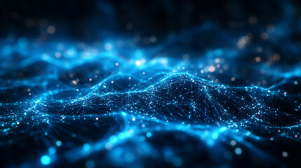 Abstract technology background. Ideal for neural network, cybersecurity, data stream, database, science, supercomputer, cloud computing cinematic view.