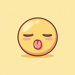 Fototapeta premium Tired Emoji. Sleepy and Exhausted Emoticon with Depressed and Sad Facial Expression