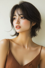 Fototapeta premium 美しさ, 顔, モデル, 笑う, ファッション, 人々, 髪の毛, 笑みを浮かべている, 人, ブルネット, シティ, アウトドア, 通り, ライフスタイル, 淑女, 1, 頭, ハピネス, 化粧,女, 美しさ, 髪の毛, モデル, ファッション, 顔, うっとりさせる魅力, 化粧, 人, ドレス, ブルネット, 肌, 唇, 化粧, 淑女, 目, 暗い, 黒, ふしだらな, スタジオ, 好色