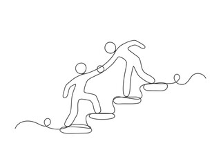 People who help someone to get up and move forward continuous one line.