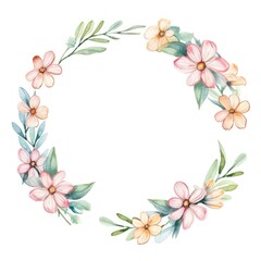 Fototapeta premium Flower easter circle border pattern plant white background.