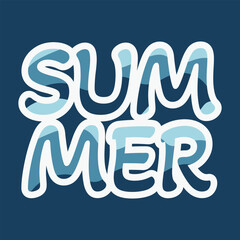 Blue Summer text vector illustration 	