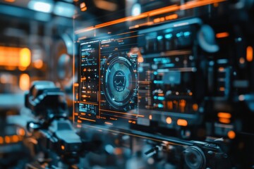 Futuristic control panel with glowing interface elements