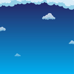 Fluffy white clouds drift across the beautiful blue sky backgroud illustration design for copy space