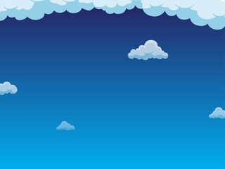 Fluffy white clouds drift across the beautiful blue sky backgroud illustration design for copy space