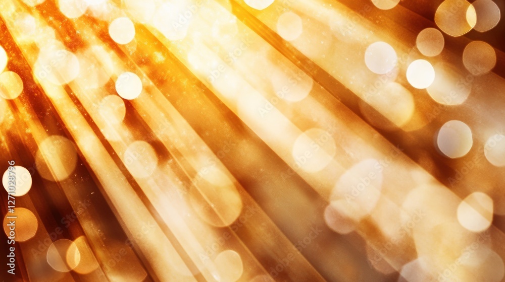 Poster Radiant Golden Light Rays with Soft Bokeh Texture Background