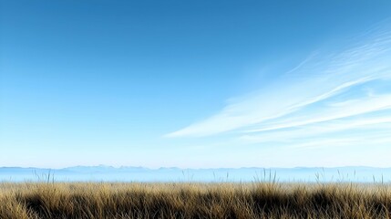 Fototapeta premium Expansive Field Under a Clear Blue Sky
