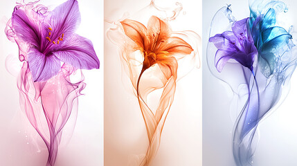 Fototapeta premium Ethereal floral designs with vibrant colors and flowing shapes