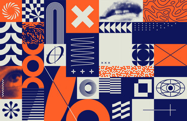 Brutalist Geometric Seamless Pattern