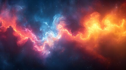 Fototapeta premium Cosmic Nebula, fiery and icy clouds clashing, space background, cosmic art