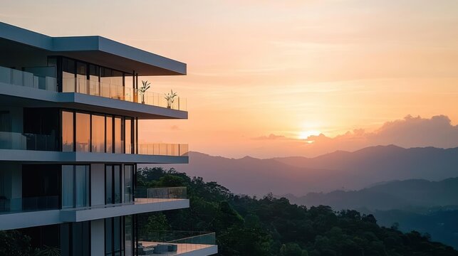 Modern Building Sunset Mountain View