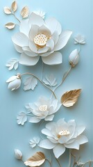 Elegant White Lotus Flower Bouquet with Gold Accents