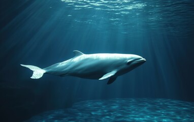 Fototapeta premium A majestic beluga whale swimming gracefully
