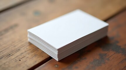 Fototapeta premium Blank Business Cards on Rustic Wooden Table