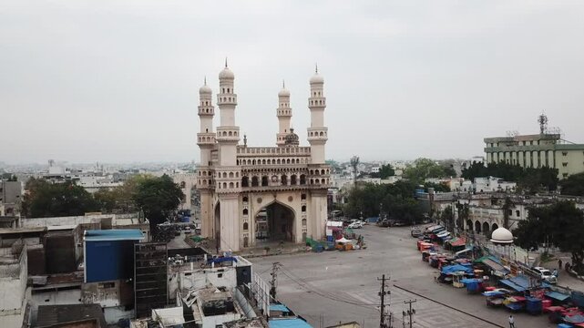 An Aerial shot of Charminar at Hyderabad in India
