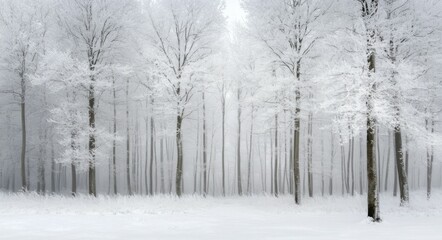 Fototapeta premium Winter Forrest. Drone View of White Snow-covered Trees in German Woods