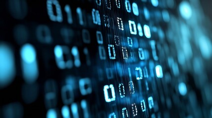 Closeup of binary code on a dark background illustrating data transfer and digital technology : Generative AI