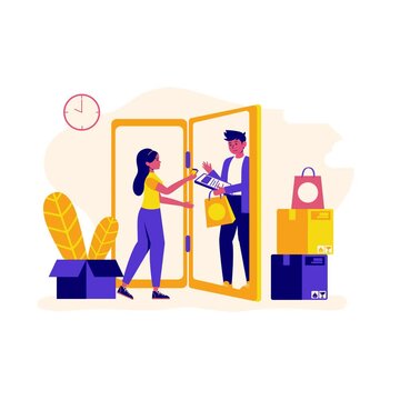 Cash on delivery abstract concept vector illustration. COD services, collect on demand, sale goods by mail order, full payment in cash, return to retailer, post office delivery abstract metaphor.